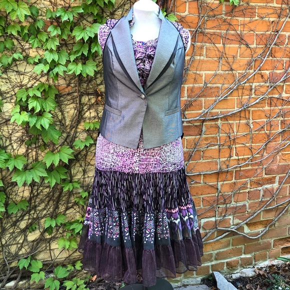 Large EMBODY Dress Upcycled Flared Boho Purple - Picture 6 of 9